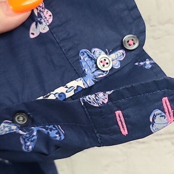 Talbots Petites Classic Casual Shirt Tossed Butterfly Button Down Long Sleeve - Picture 8 of 12